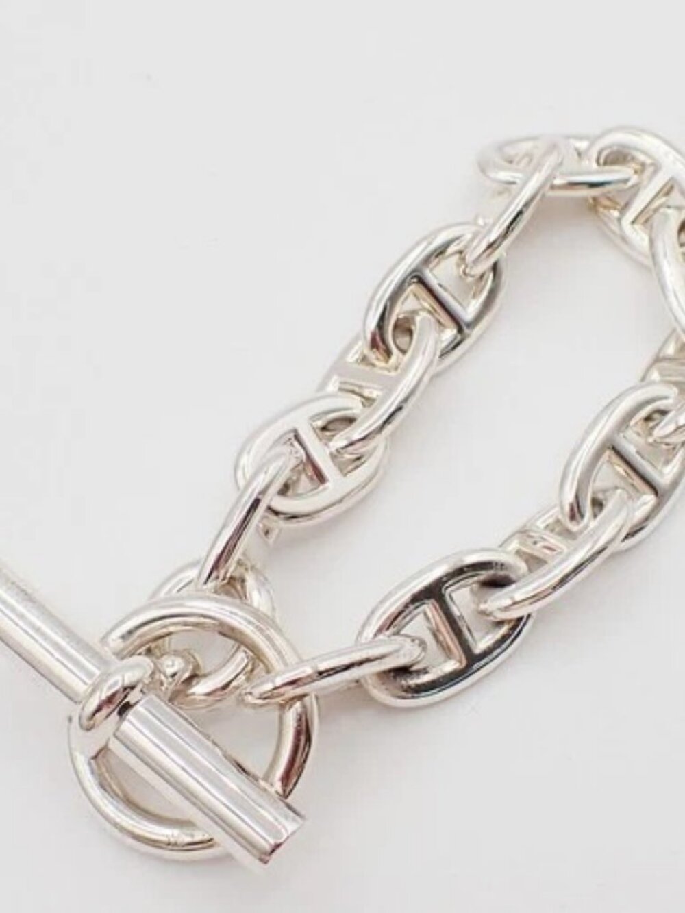HERMES Logo Chaine D'ancre MM Chain Bracelet 13 Links Ag 925 Silver 385LC624